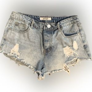 Refuge Distressed Fringed Blue Denim Jeans cut-off Shorts Women’s 4 XS S Small